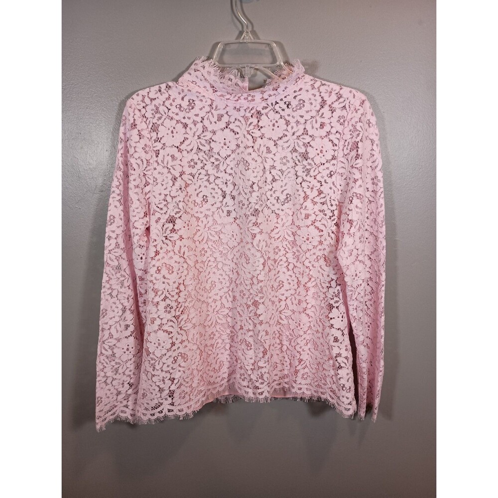 NWT J Crew Light Pink Scalloped Lace Mock Neck Top Layered Tank Cami Size 6